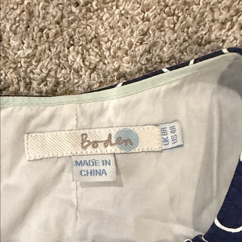 Boden Chic Navy and White Patterned Mini Dress 4R - Picture 4 of 6